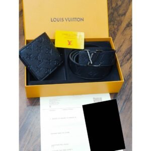 Louis Vuitton Damier Ebene Initiales Belt & Bifold Wallet Gift Set - TS-01