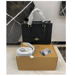 Coach Small Town Bucket Bag in Signature Dark Brown Coated Canvas - Black