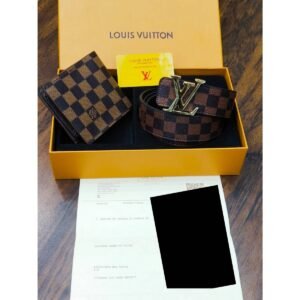 Louis Vuitton Damier Ebene Initiales Belt & Bifold Wallet Gift Set - TS-02