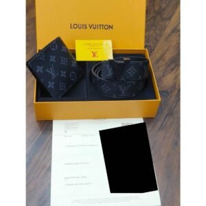 Louis Vuitton Damier Ebene Initiales Belt & Bifold Wallet Gift Set - TS-03