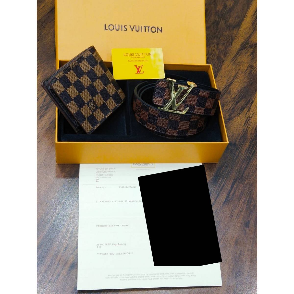 Louis Vuitton Damier Ebene Belt & Bifold Wallet Gift Set - Image 2