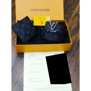 Louis Vuitton Damier Ebene Initiales Belt & Bifold Wallet Gift Set - TS-05