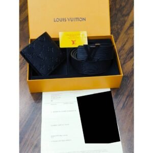 Louis Vuitton Damier Ebene Initiales Belt & Bifold Wallet Gift Set - TS-06