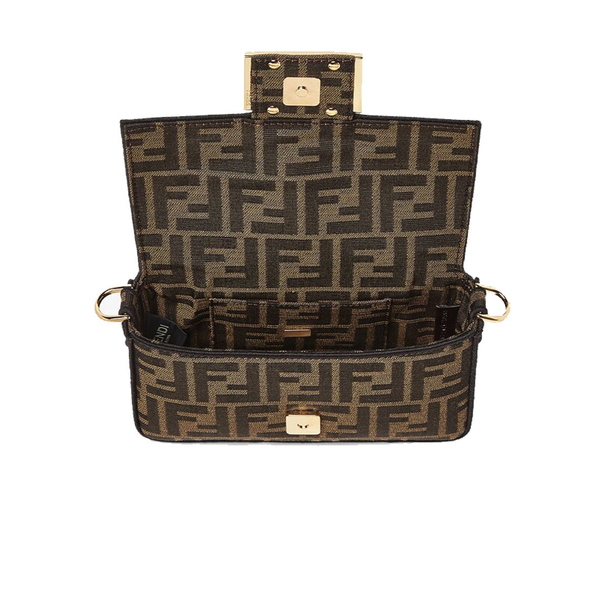 Fendi Baguette FF Monogram Brown Canvas Shoulder Bag - Image 4