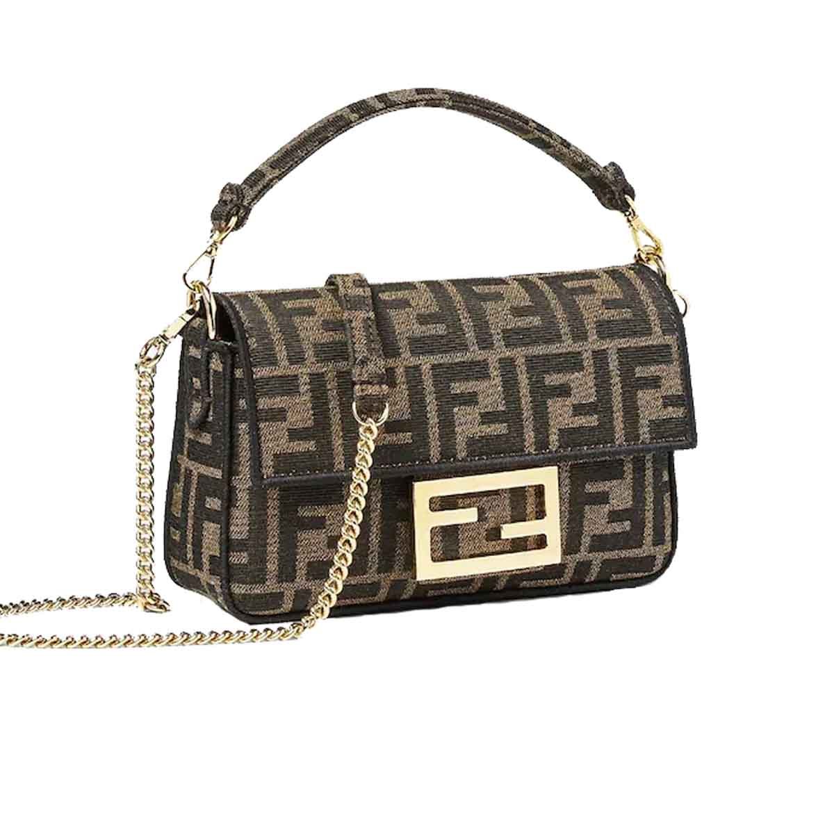 Fendi Baguette FF Monogram Brown Canvas Shoulder Bag - Image 3