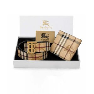 Burberry Vintage Check Monogram Buckle Belt & Bifold Wallet Gift Set