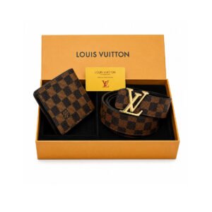 Louis Vuitton Damier Ebene Initiales Belt & Bifold Wallet Gift Set