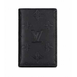 Embossed Leather Monogram Pocket Organizer Card Holder