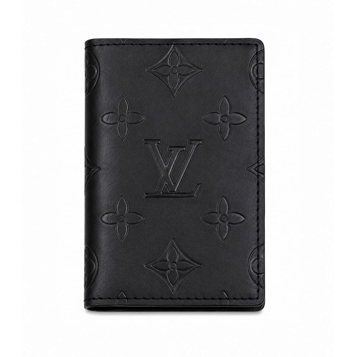 Louis Vuitton Monogram Embossed Bifold Wallet. Black Textured, Black Smooth & White
