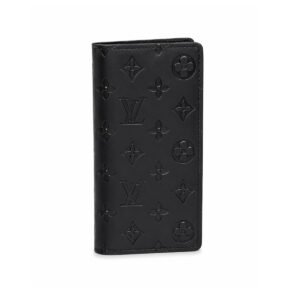 Luxury Monogram Shadow Black Embossed Leather Long Wallet