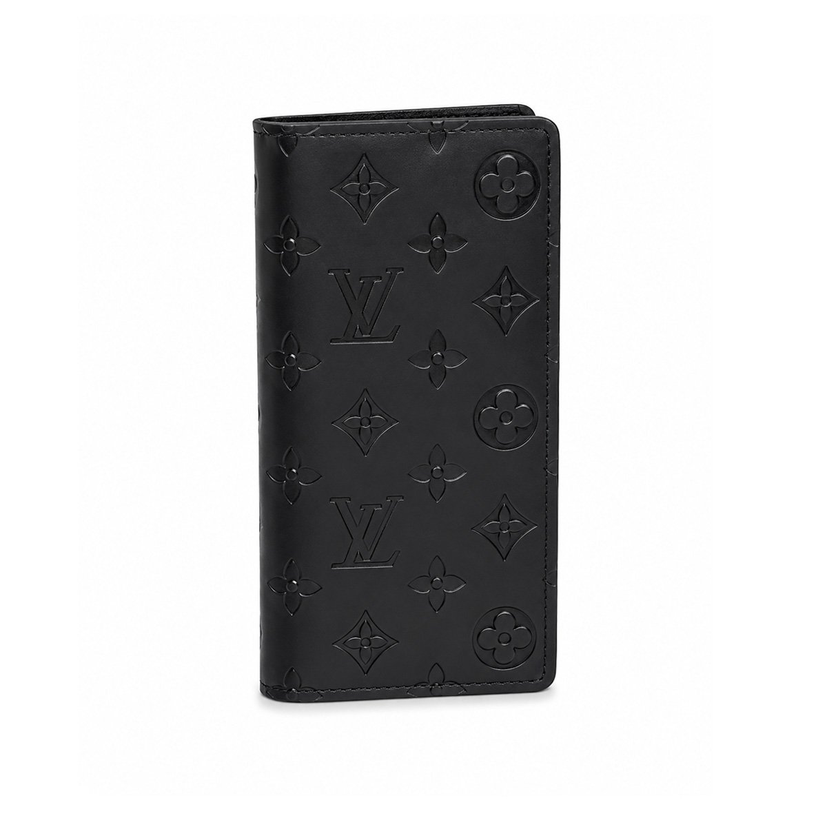 Luxury Monogram Shadow Black Embossed Leather Long Wallet