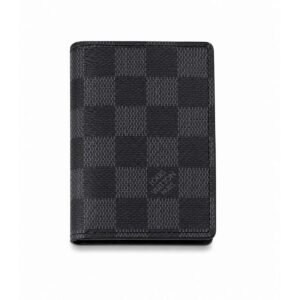Classic Smooth Black Leather Pocket Organizer Card Case