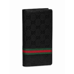 Luxury GG Supreme Canvas Vertical Long Wallet with Leather Trim