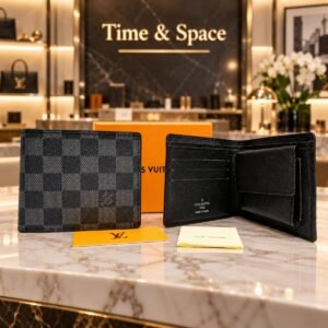 Louis Vuitton Damier Ebene Marco Bifold Wallet with Coin Pocket. - Black