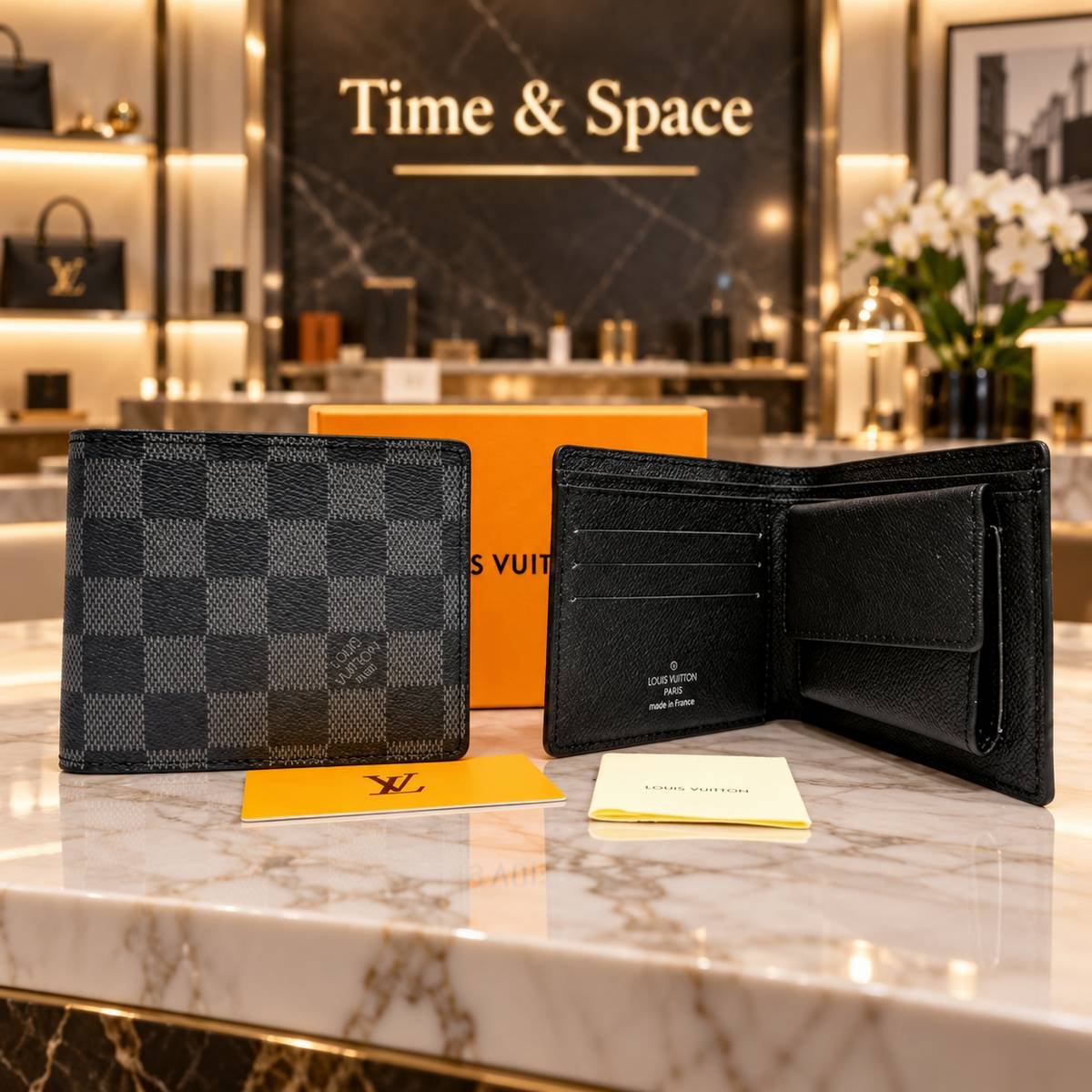 Louis Vuitton Damier Ebene Marco Bifold Wallet with Coin Pocket. - Image 2
