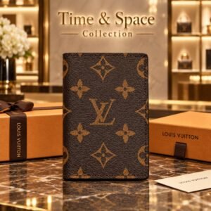 Luxury Monogram Canvas Pocket Organizer Card Holder Wallet - Brown
