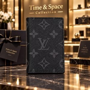 Luxury Monogram Canvas Pocket Organizer Card Holder Wallet - Black