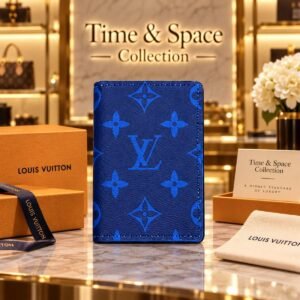 Luxury Monogram Canvas Pocket Organizer Card Holder Wallet - Blue