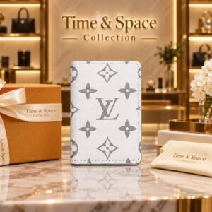 Luxury Monogram Canvas Pocket Organizer Card Holder Wallet - White