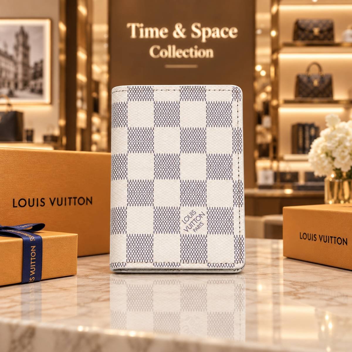 Louis Vuitton Damier Check Pocket Organizer Wallet. Black & White - Image 3