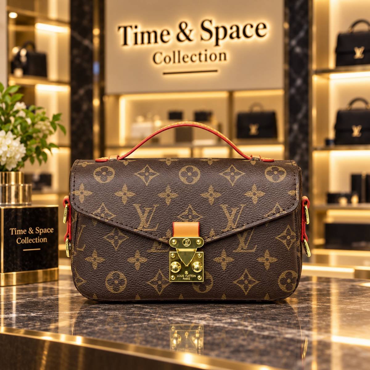 Louis Vuitton Monogram Structured Handbag, Classic & Reverse Brown - Image 3