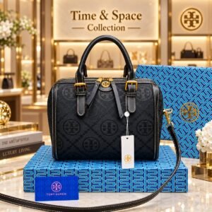 Tory Burch Monogram Top Handle Satchel Bag - Black