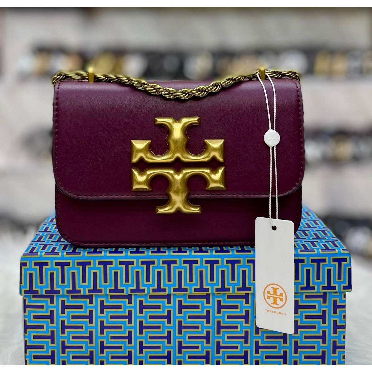 Tory Burch Eleanor Leather Burgundy Shoulder Bag - Image 4