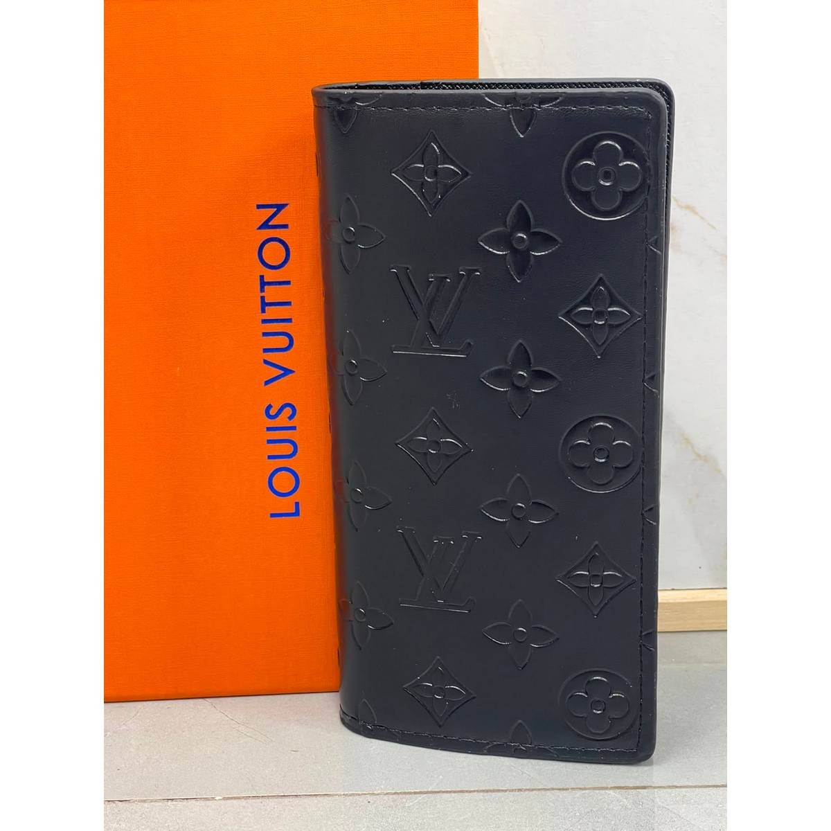 Luxury Monogram Shadow Black Embossed Leather Long Wallet - Image 2