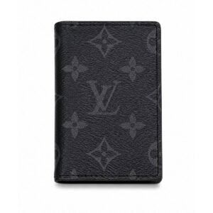 Luxury Monogram Canvas Pocket Organizer Card Holder Wallet - Black