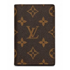 Luxury Monogram Canvas Pocket Organizer Card Holder Wallet - Brown