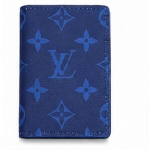 Luxury Monogram Canvas Pocket Organizer Card Holder Wallet - Blue