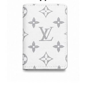 Luxury Monogram Canvas Pocket Organizer Card Holder Wallet - White