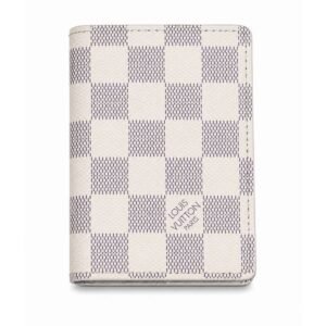 Classic Smooth Black Leather Pocket Organizer Card Case - White