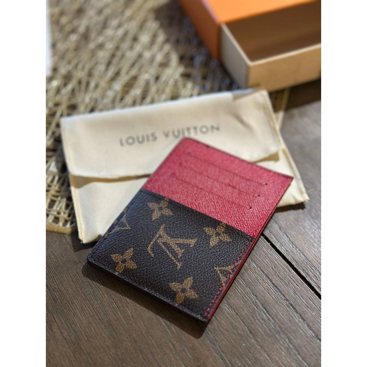 Louis Vuitton Monogram Card Holder – Wine Red - Image 5