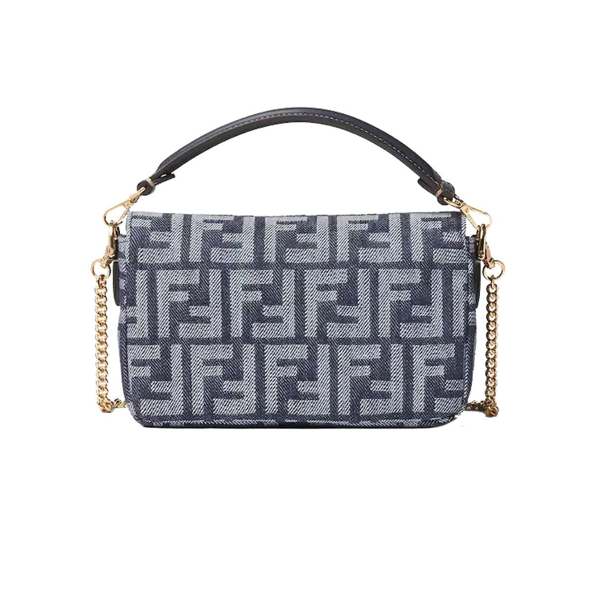 FENDI Baguette FF Monogram Shoulder Bag – Blue Denim - Image 2
