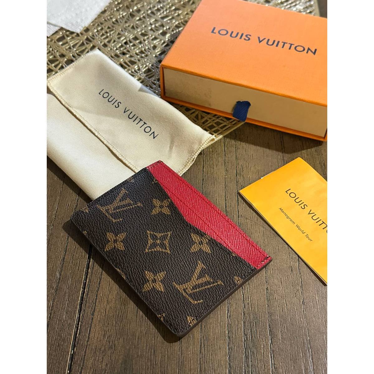 Louis Vuitton Monogram Card Holder – Wine Red - Image 4