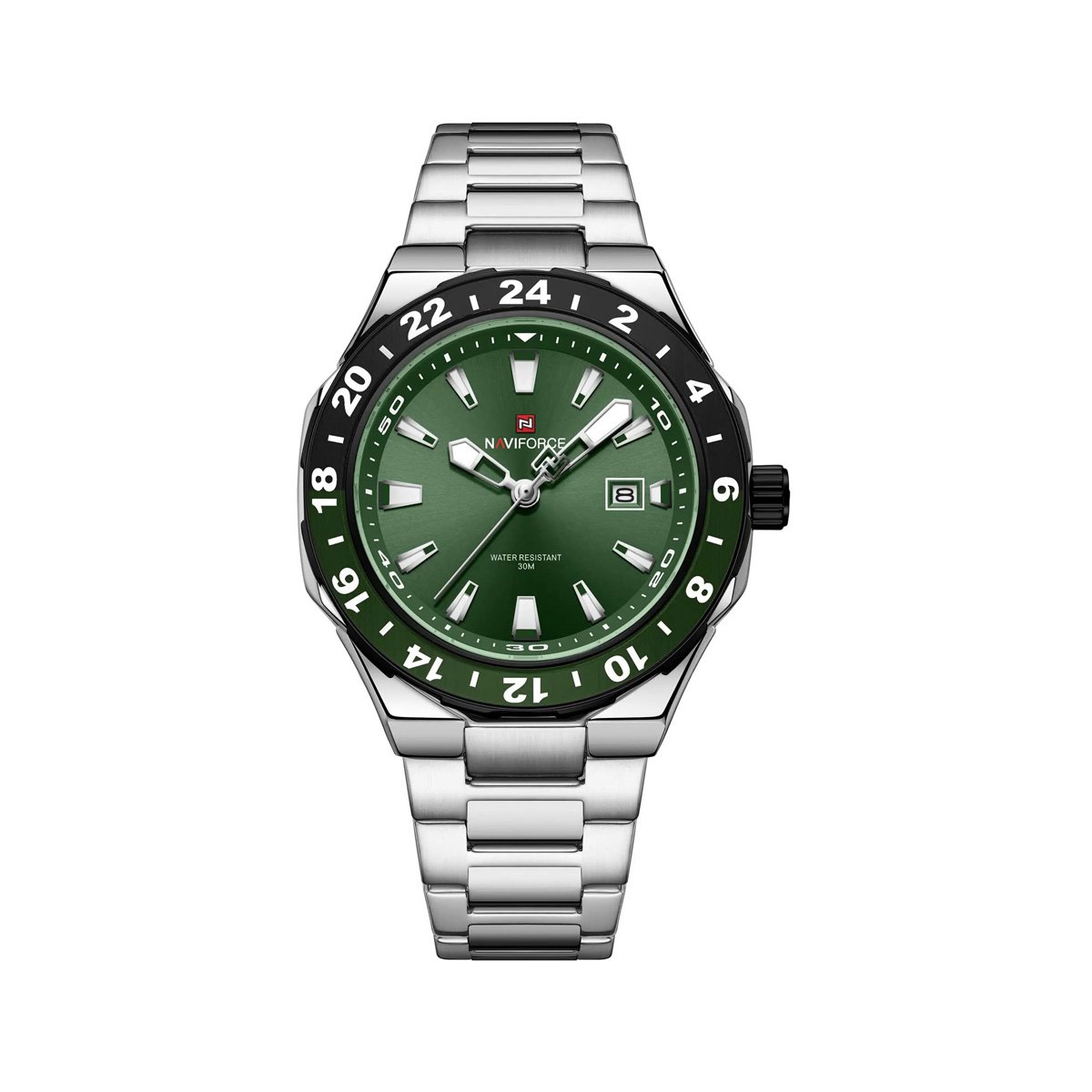 Naviforce Dual-Time GMT Style Stainless Steel Quartz Men's Watch