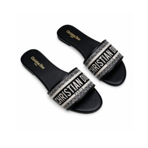 Dior Dway Embroidered Canvas Flat Slides - 38/8