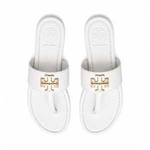 Tory Burch Tan Leather Double T Thong Sandals