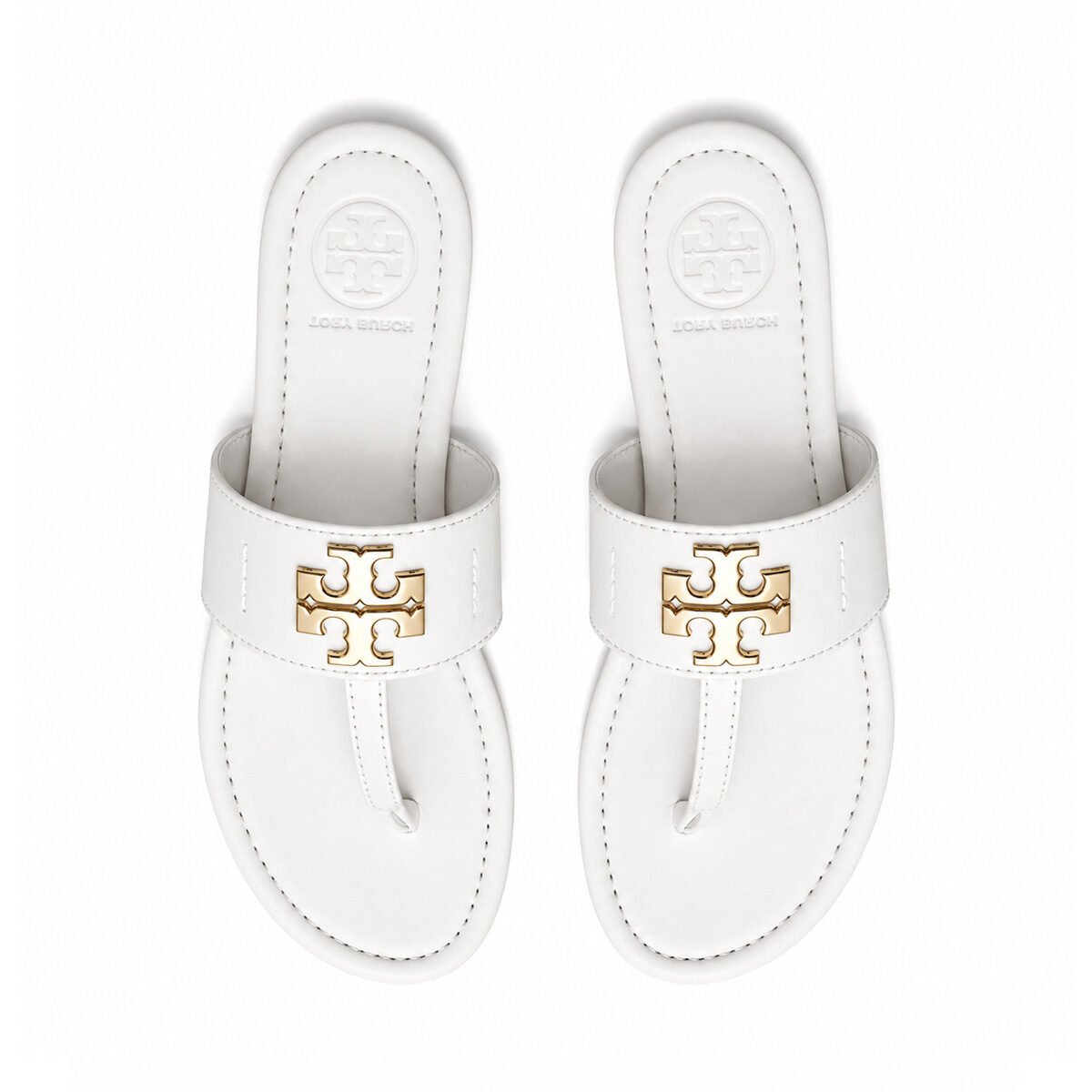 Tory Burch Tan Leather Double T Thong Sandals - Image 6