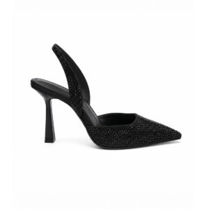 ZARA Rhinestone Pointed-Toe Slingback Pumps – Black - 38/8