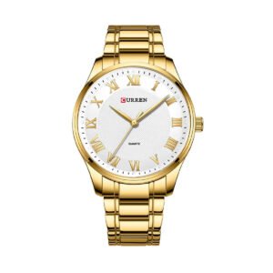 CURREN 8409 Men's Gold Watch White Roman Dial