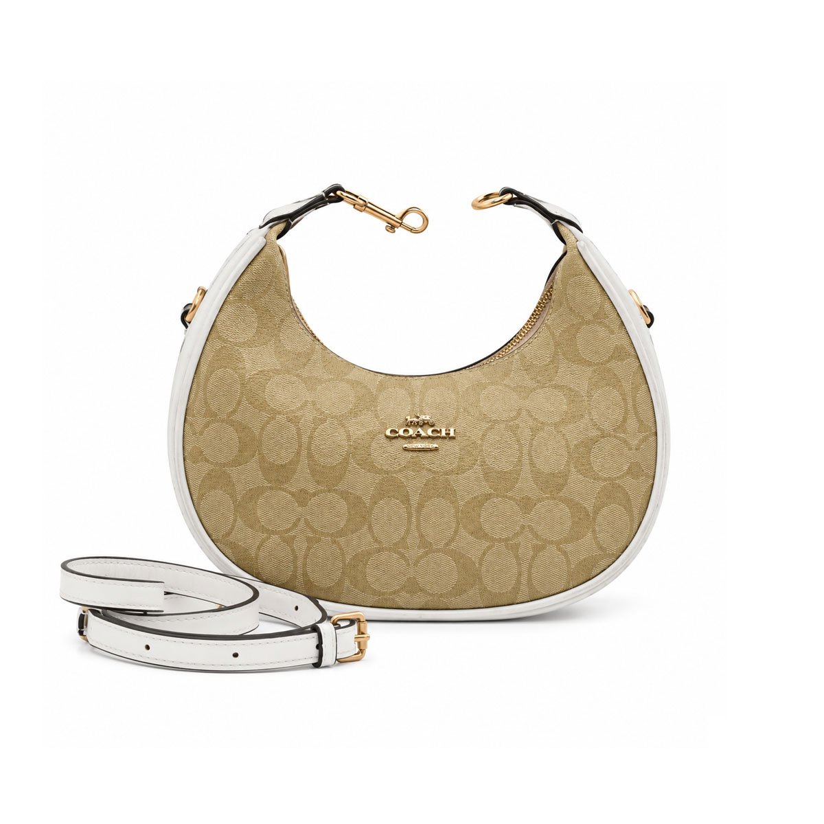 COACH Teri Shoulder Bag Gold White Chalk Signature Canvas