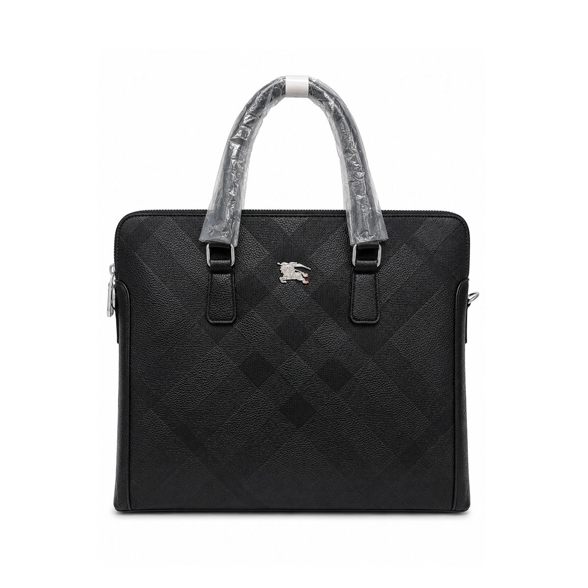 Burberry Check Embossed Leather Laptop Briefcase