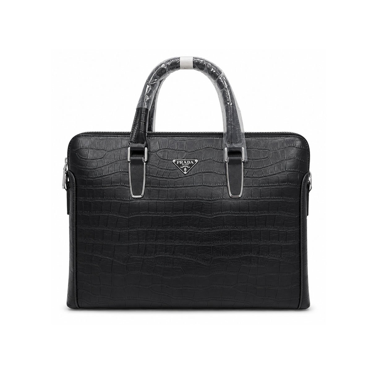Prada Crocodile Embossed Leather Laptop Briefcase