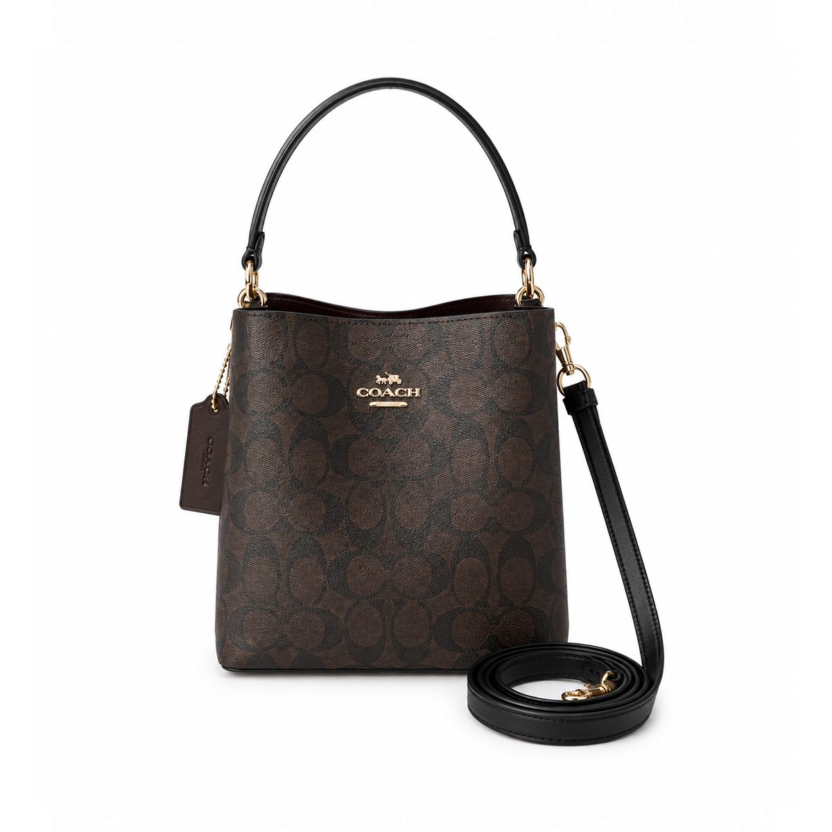 COACH Small Town Bucket Bag in Signature Canvas – Dark Brown Monogram