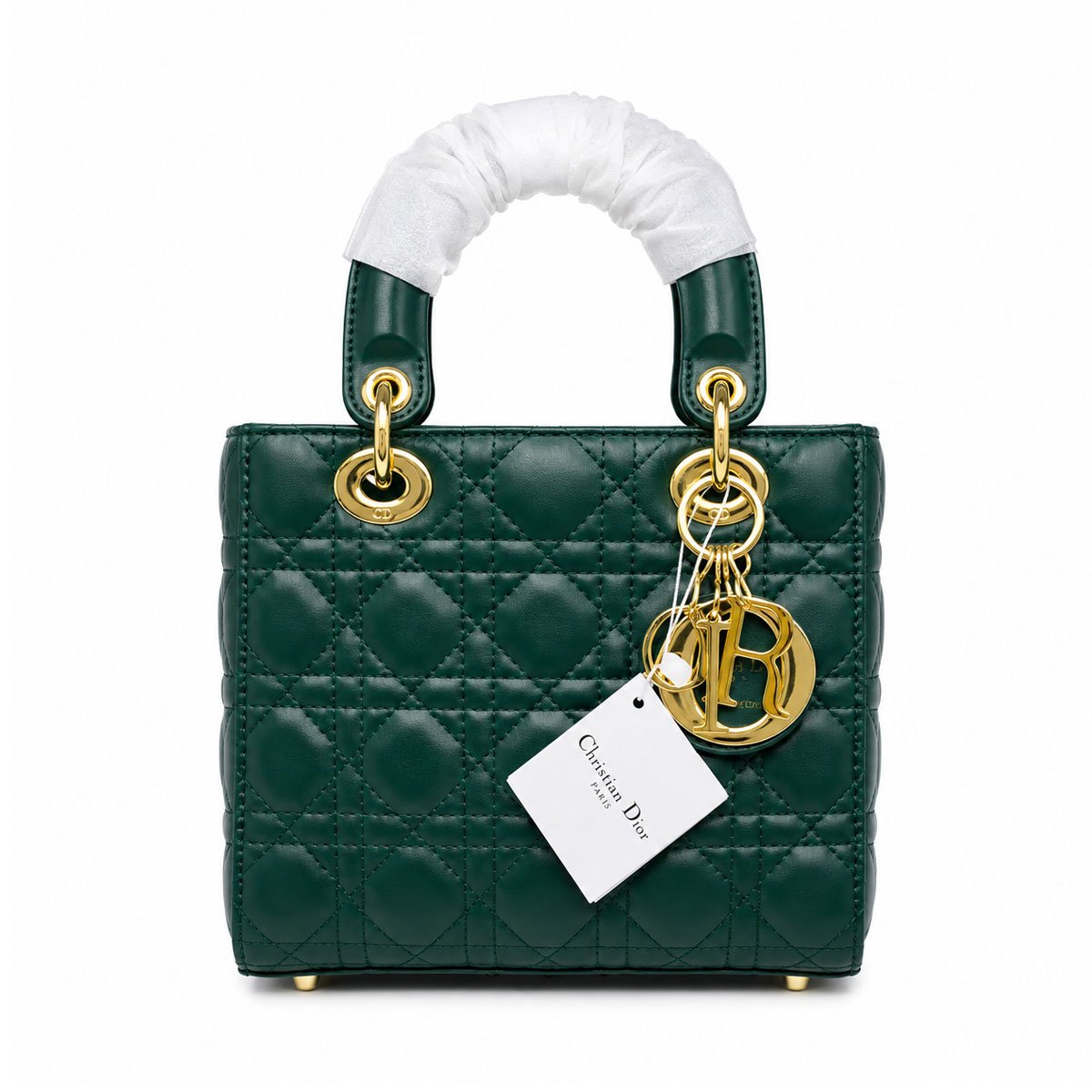 Dior Lady Style Emerald Green Quilted Handbag
