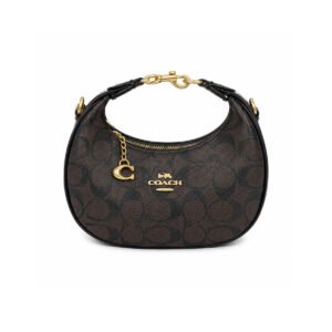 COACH Teri Shoulder Bag Walnut Black Signature Canvas