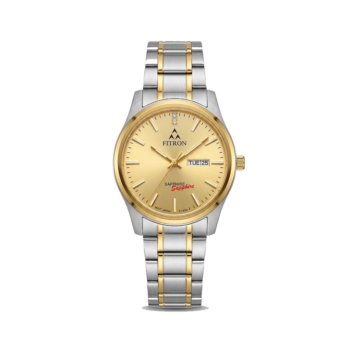 Fitron Gents Watch Golden Dial Two-Tone