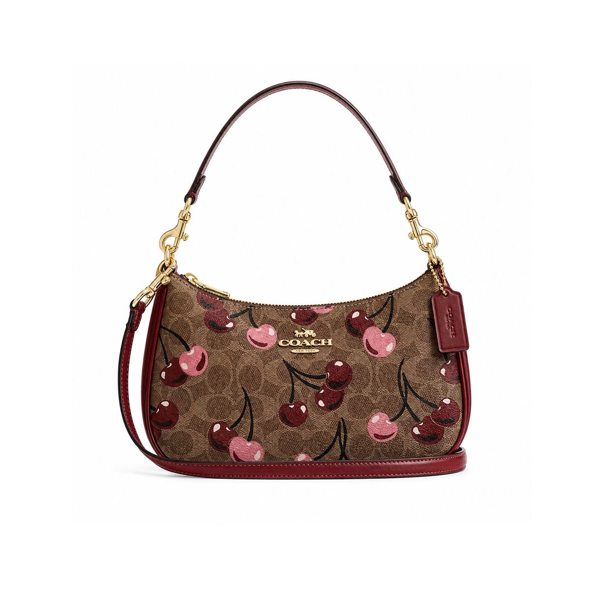 Coach, Coach Teri, Coach Teri Bag, Coach Cherry Bag, Coach Cherry Print, Coach Shoulder Bag, Coach Crossbody Bag, Coach Signature Canvas, Women's Bags, Women's Shoulder Bags, Designer Bags, Coach Bags Pakistan, Women's Handbags, Cherry Print Bag, Brown Shoulder Bag